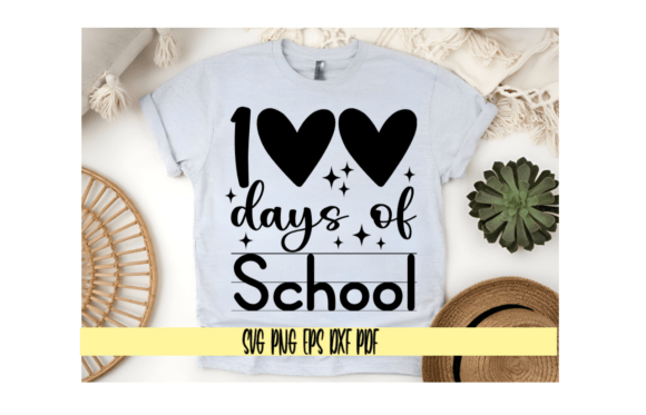 100 Days of School Hearts Graphics for T-Shirt Designs