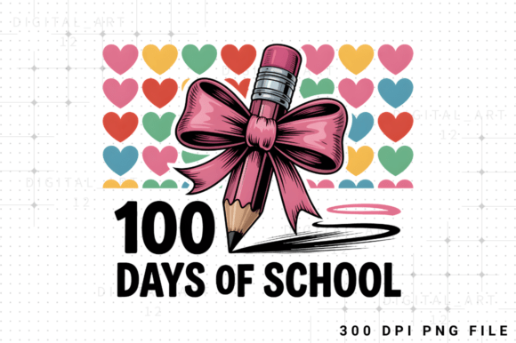 100 Days of School Pencil PNG Graphics for T-Shirt Designs