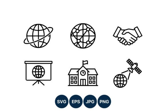 Globe Network Satellite Handshake School Graphics & Illustrations