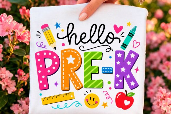 Hello Pre-K School Supplies PNG: Graphics for T-Shirt Designs