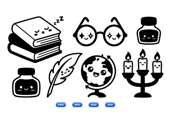 Kawaii School Icon Clipart: Graphics & Illustrations