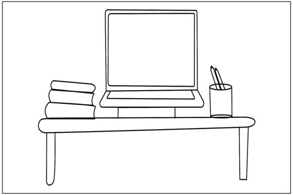 Modern Teacher Desk Graphics & Illustrations