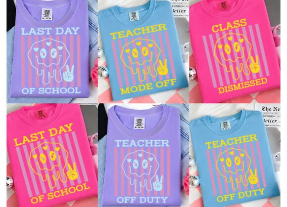 Neon Striped Last Day of School Graphics & T-Shirt Designs