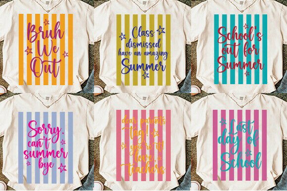 Neon Striped School Summer Graphics for T-Shirt Designs