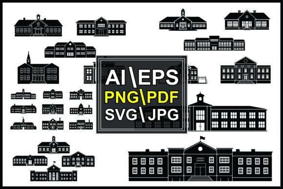 School Building Graphics & Illustrations Review