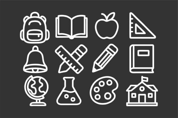 School Supply Icons: Polished Graphics for Blogs