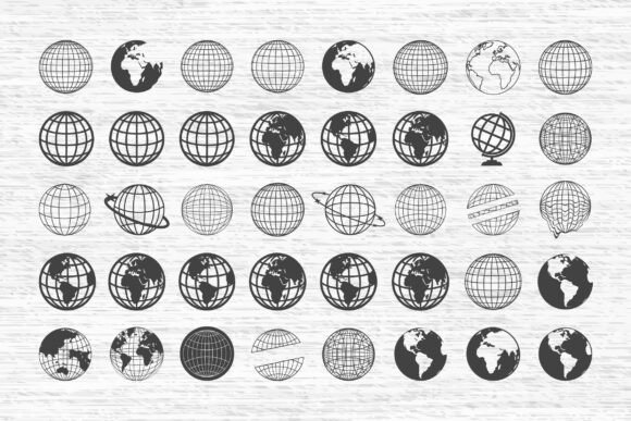 Wireframe Globe Icons: Graphics & Illustrations